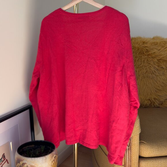 Vintage Lands' End 100% Cashmere Red V-Neck Sweater| US 3X - Picture 2 of 10